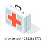 First aid isometric icon, medical tool. Pharmaceutical or medicine production. Isometric vector illustration