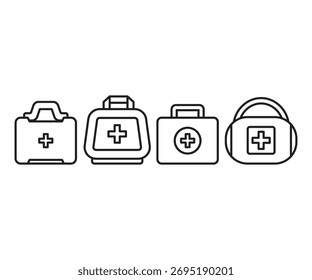 Erste-Hilfe-Kind und Tasche Linie Symbol Vektorgrafik