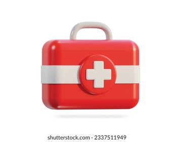Kit de primeros auxilios, caja de emergencia de ambulancias, maleta de ayuda médica. Salud, concepto de emergencia. 3.ᵉʳ vector