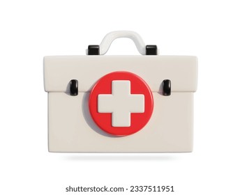Kit de primeros auxilios, caja de emergencia de ambulancias, maleta de ayuda médica. Salud, concepto de emergencia. 3.ᵉʳ vector