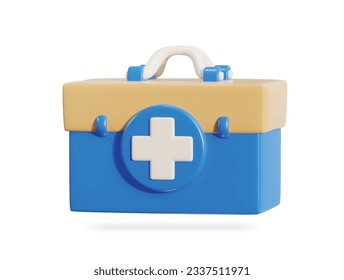 Kit de primeros auxilios, caja de emergencia de ambulancias, maleta de ayuda médica. Salud, concepto de emergencia. 3.ᵉʳ vector