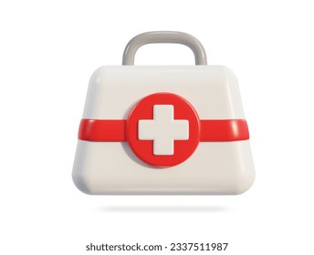 Kit de primeros auxilios, caja de emergencia de ambulancias, maleta de ayuda médica. Salud, concepto de emergencia. 3.ᵉʳ vector