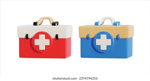 First aid kit, ambulance emergency box set icon