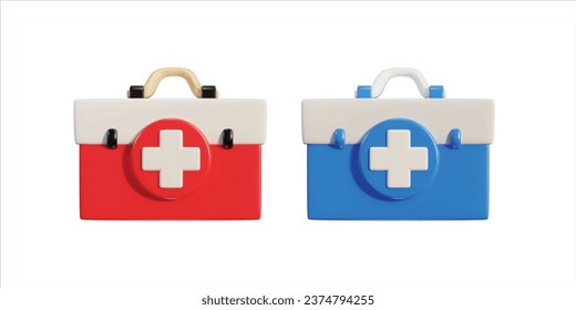 First aid kit, ambulance emergency box set icon