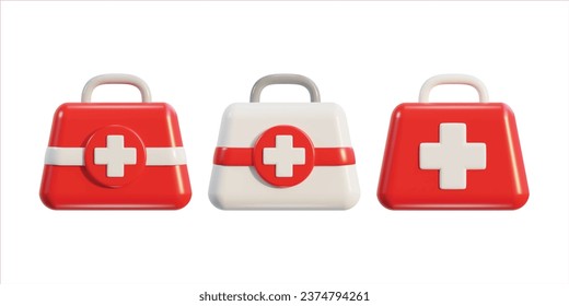 First aid kit, ambulance emergency box set icon