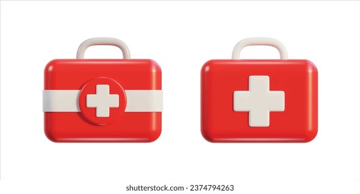 First aid kit, ambulance emergency box set icon