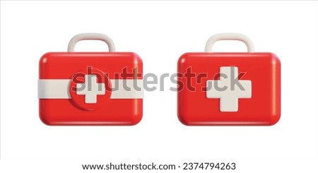 First aid kit, ambulance emergency box set icon