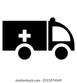 First aid kit. Ambulance icon on white background. Ambulance car icon, Vector isolated simple flat illustration.