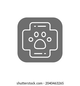 Kit de primeros auxilios para animales icono gris.