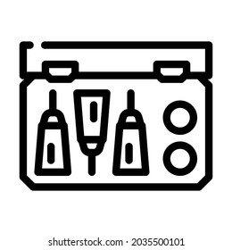 first aid kit with antidote line icon vector. first aid kit with antidote sign. isolated contour symbol black illustration