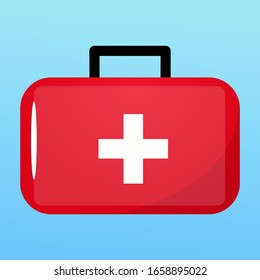 First aid kit bag of the attending physician in flat style