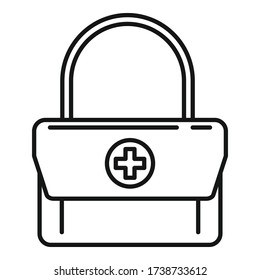 First aid kit bag icon. Outline first aid kit bag vector icon for web design isolated on white background