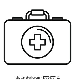 Icono de la bolsa del kit de primeros auxilios. Contorno de icono vectorial de la bolsa del kit de primeros auxilios para diseño web aislado en fondo blanco