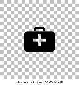 First aid kit. Black flat icon on a transparent background. Pictogram for your project