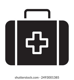 Kit de primeros auxilios icono negro. Ilustración vectorial.