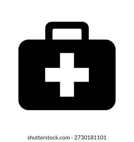 Kit de primeiros socorros Ícone preto, Ilustração vetorial, Isolar na etiqueta de fundo branco. EPS10 