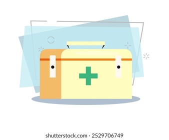 Botiquín. Caja, ambulancia, emergencia. Concepto de camping. La Ilustración vectorial se puede utilizar para temas como ayuda médica, seguridad, accidentes