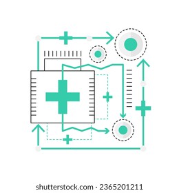 First aid kit box. Emergency first help, medical equipment, doctor case first aid vector illustration