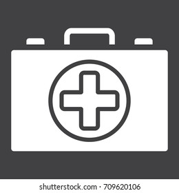 First aid kit box glyph icon, medicine and healthcare, medical case sign vector graphics, a solid pattern on a black background, eps 10.