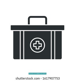 first aid kit box icon vector illustration logo template for many purpose. Isolated on white background.