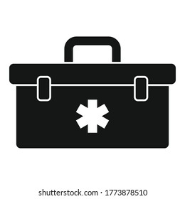 First aid kit box icon. Simple illustration of first aid kit box vector icon for web design isolated on white background