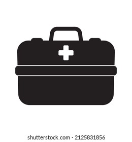 First aid kit box icon simple vector. Medical emergency, medical briefcase icon.