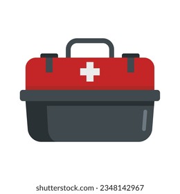 First aid kit box icon flat vector. Medical emergency. Case bag isolated