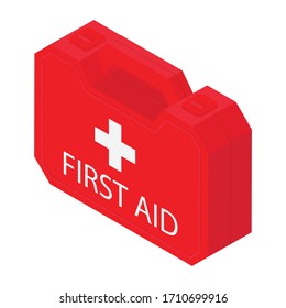 First Aid Kit box isolated on white background isometric view vector