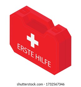 First Aid Kit box isolated on white background isometric view vector
