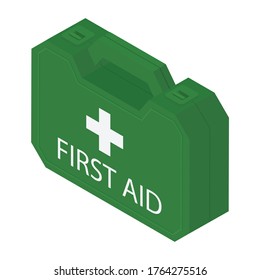 First Aid Kit box isolated on white background isometric view vector