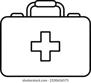 Imagen del arte de la línea del Vector de la caja del kit de primeros auxilios