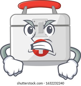 First aid kit cartoon character design having angry face