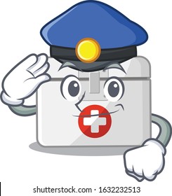 First aid kit Cartoon mascot performed as a Police officer