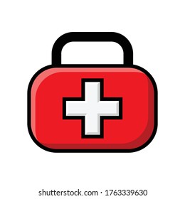 First aid kit cartoon style isolated on white background. Medicine box Vector Illustration for graphic resources, icon, web, sticker, etc.