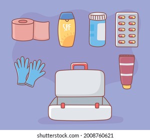 kit de primeros auxilios con guantes para estuches y medicamentos