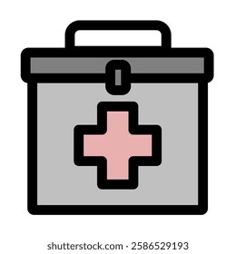 First aid kit - clean and modern pharmacy and medicine icon.