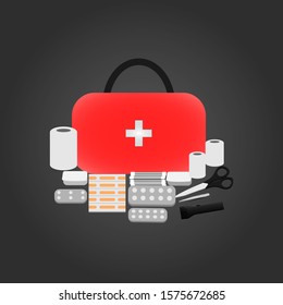 First aid kit. Collection of supplies and equipment that is used to give medical treatment