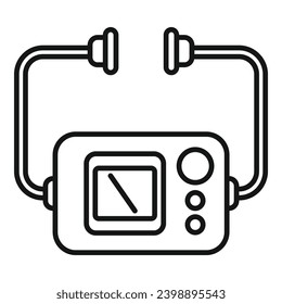 First aid kit defibrillator icon outline vector. Medical care. Person cardiac attack
