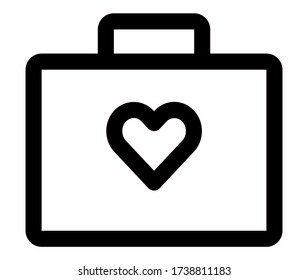 first aid kit emergency heart care pictogram icon vector for web and app