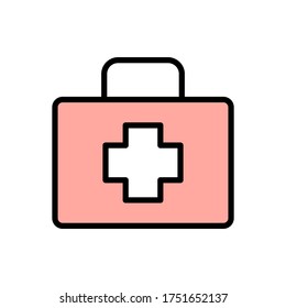 First aid kit, emergency icon. Simple color with outline vector elements of firefighters icons for ui and ux, website or mobile application