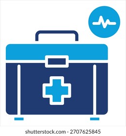 Ilustração de vetor de ícone azul plano do kit de primeiros socorros