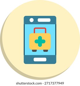 First Aid Kit Flat Circle Style Icon