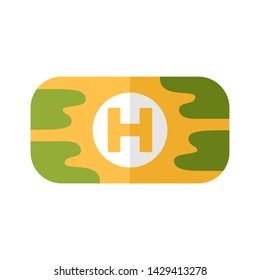 First aid kit flat design long shadow color icon. Virtual video game container, equipment. Medical aid bag, treatment. Computer game inventory. Esports player item. Vector silhouette illustration