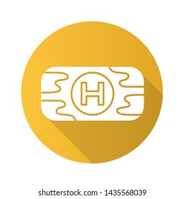 First aid kit flat design long shadow glyph icon. Virtual video game container, equipment. Medical aid bag, treatment. Computer game inventory. Esports player item. Vector silhouette illustration