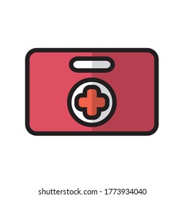 First Aid Kit Flat Icon With Colour
