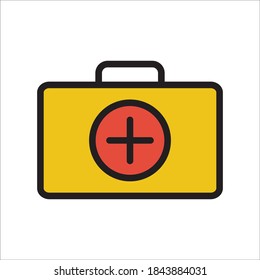 First Aid Kit Flat Icon Vector Logo Template Illustration