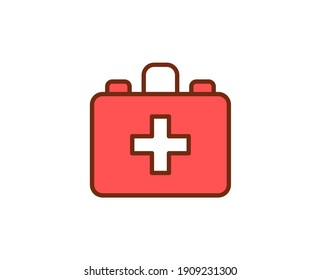 First aid kit flat icon. Thin line signs for design logo, visit card, etc. Single high-quality outline symbol for web design or mobile app. Medical outline pictogram.