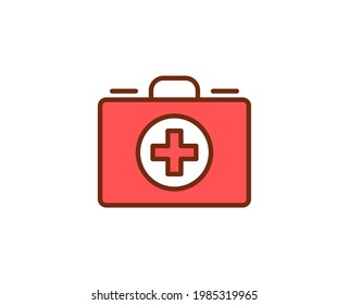 First aid kit flat icon. Thin line signs for design logo, visit card, etc. Single high-quality outline symbol for web design or mobile app. Medical outline pictogram.