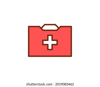 First aid kit flat icon. Thin line signs for design logo, visit card, etc. Single high-quality outline symbol for web design or mobile app. Medical outline pictogram.