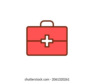 First aid kit flat icon. Thin line signs for design logo, visit card, etc. Single high-quality outline symbol for web design or mobile app. Medical outline pictogram.